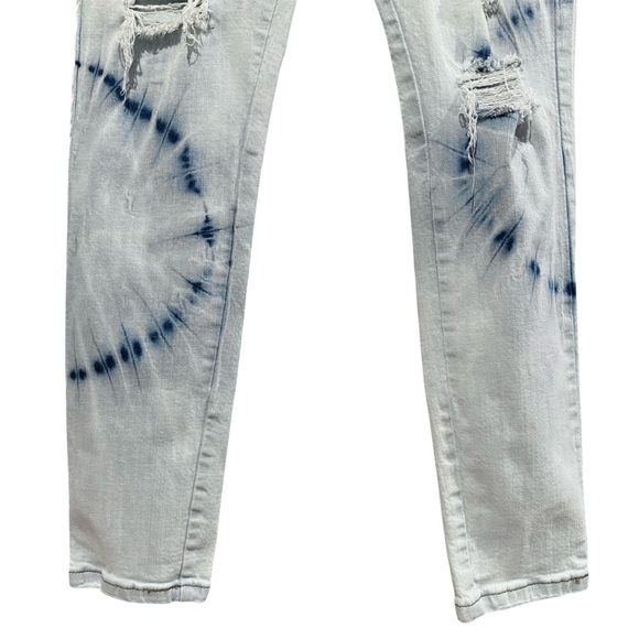 AMIRI Distressed Bandana Tie-Dye Denim Jeans Men’s Size 32 Black Star Patch - Picture 9 of 14